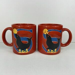 Pair of 2 Waechtersbach Circus Seal 10oz Mugs Spain Vintage Cup Set Novelty